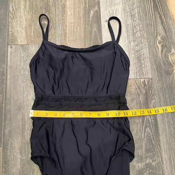 Vintage Jantzen Womens Black One Piece Swimsuit Mesh Panel High Cut Beach Sz 10 - Picture 4 of 9